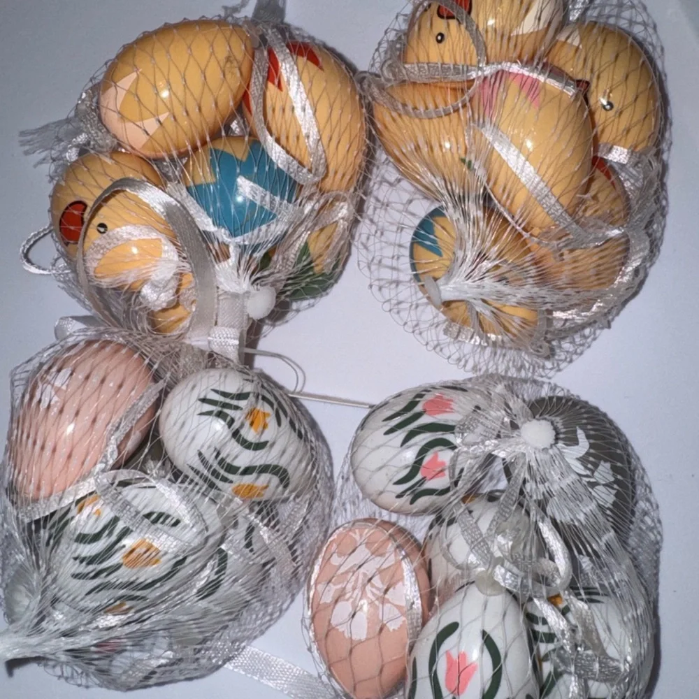 Cute Yellow Chick and Flower Printed Easter Ornaments